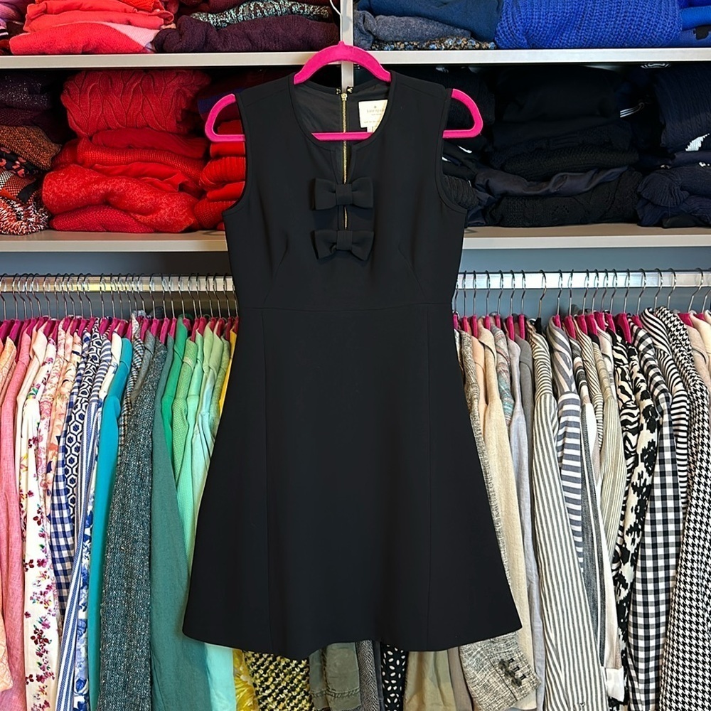 Kate Spade black bows sleeveless a line dress size 2